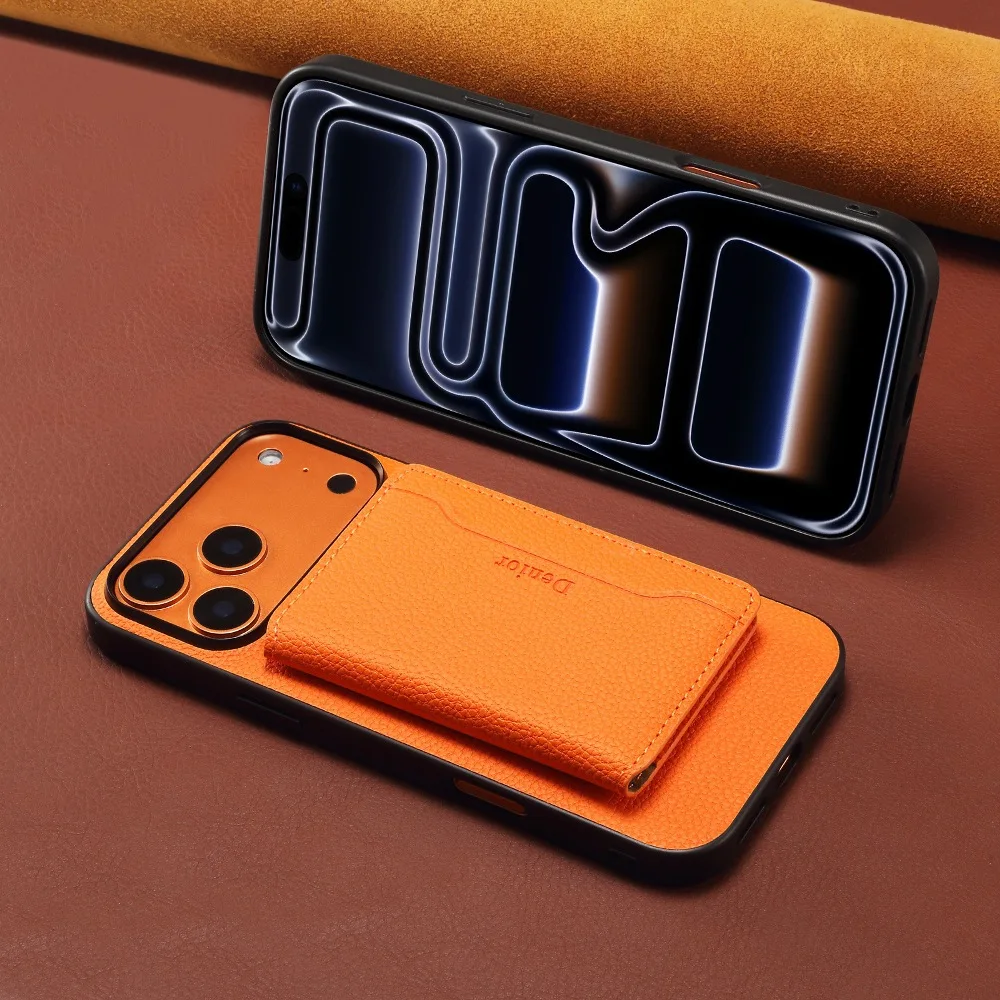 

Detachable 2 in 1 Solid Color Leather Wallet Card Case with Phone Cover for iPhone Air 17 16 15 14Plus 13 12 Pro Max