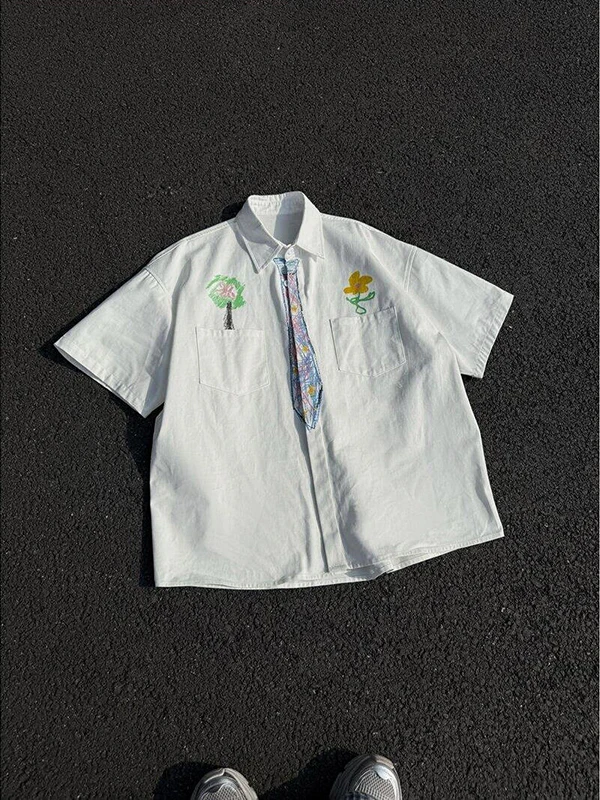 

Hand-Dn fiti ort-Sve irt Men's Summer Cleanfit College Sle DK orm irt Jaet Loose Fit Youth Faion