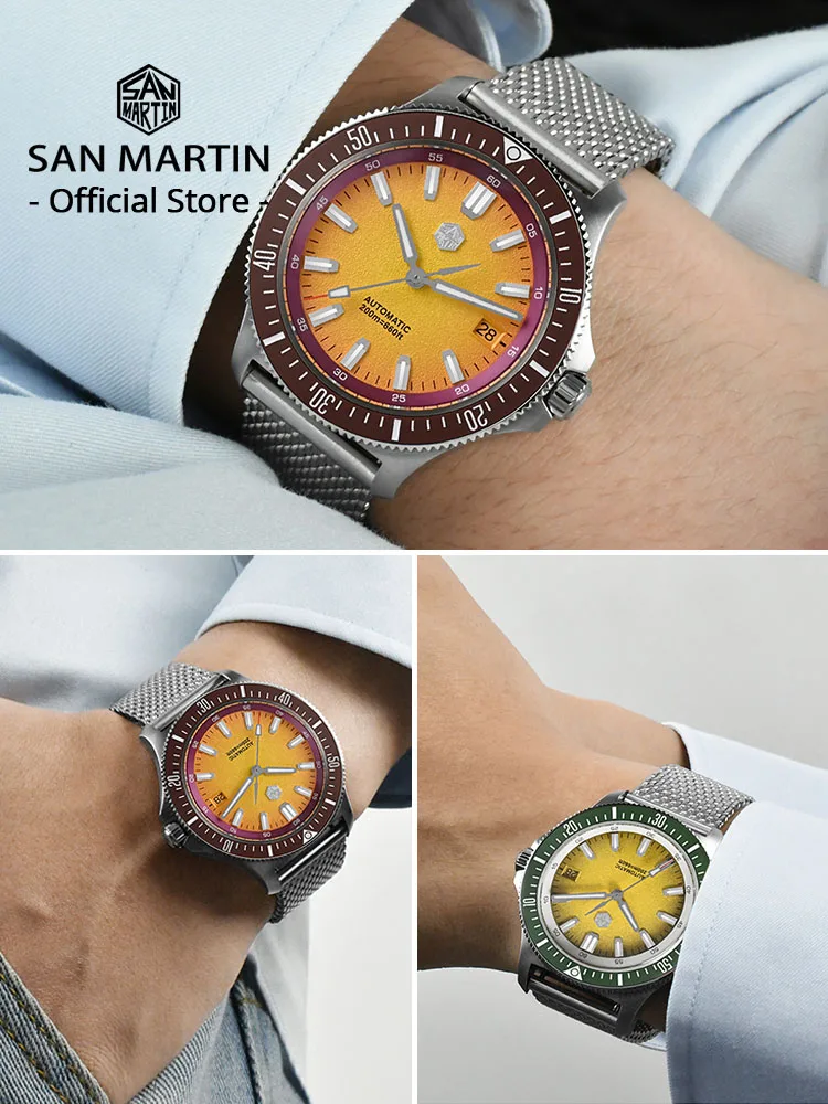San Martin 40mm Dive Watch Original Design NH35 Automatic Mechanical Fashion Men Watch Sapphire Waterproof 200m Luminous SN0118 image 4