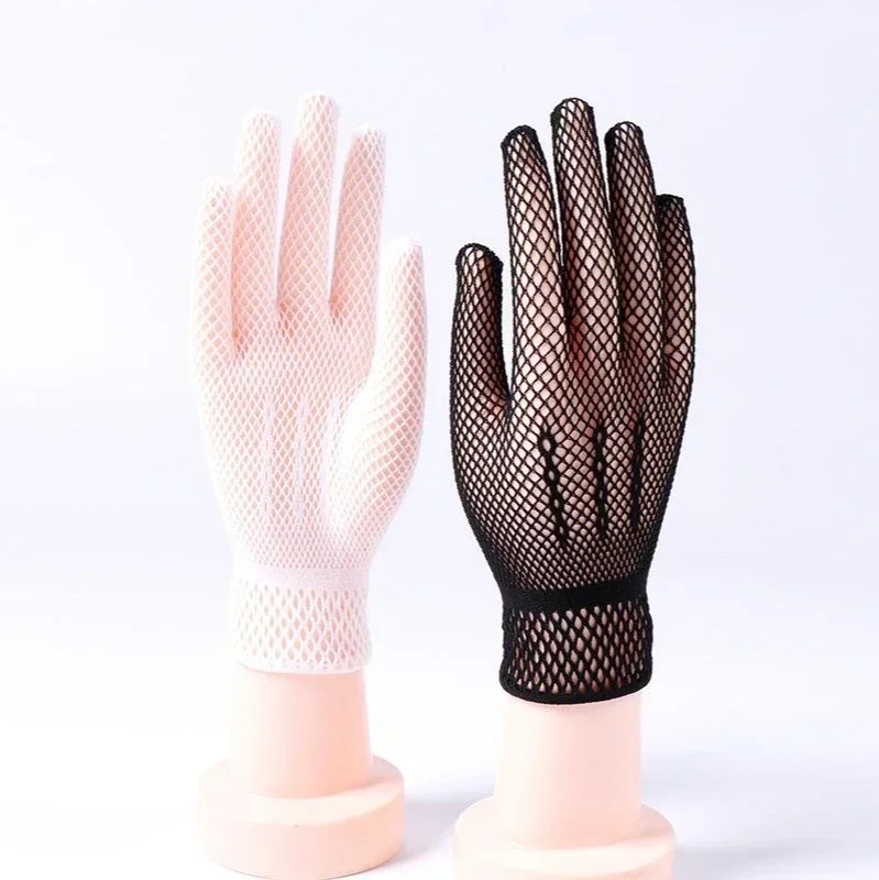 Кружевные перчатки, сетчатые кружевные перчатки, сексуальные дышащие полые женские черные носки с пятью пальцами, этикет для ночного клуба, танцевальные перчатки с пальцами