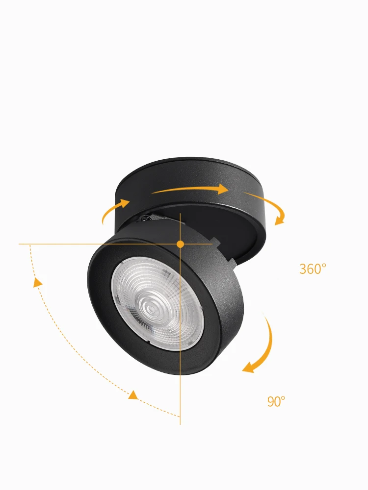 Foco LED plegable para techo, lámpara de aluminio montada en superficie, 7W, 12W, 15W