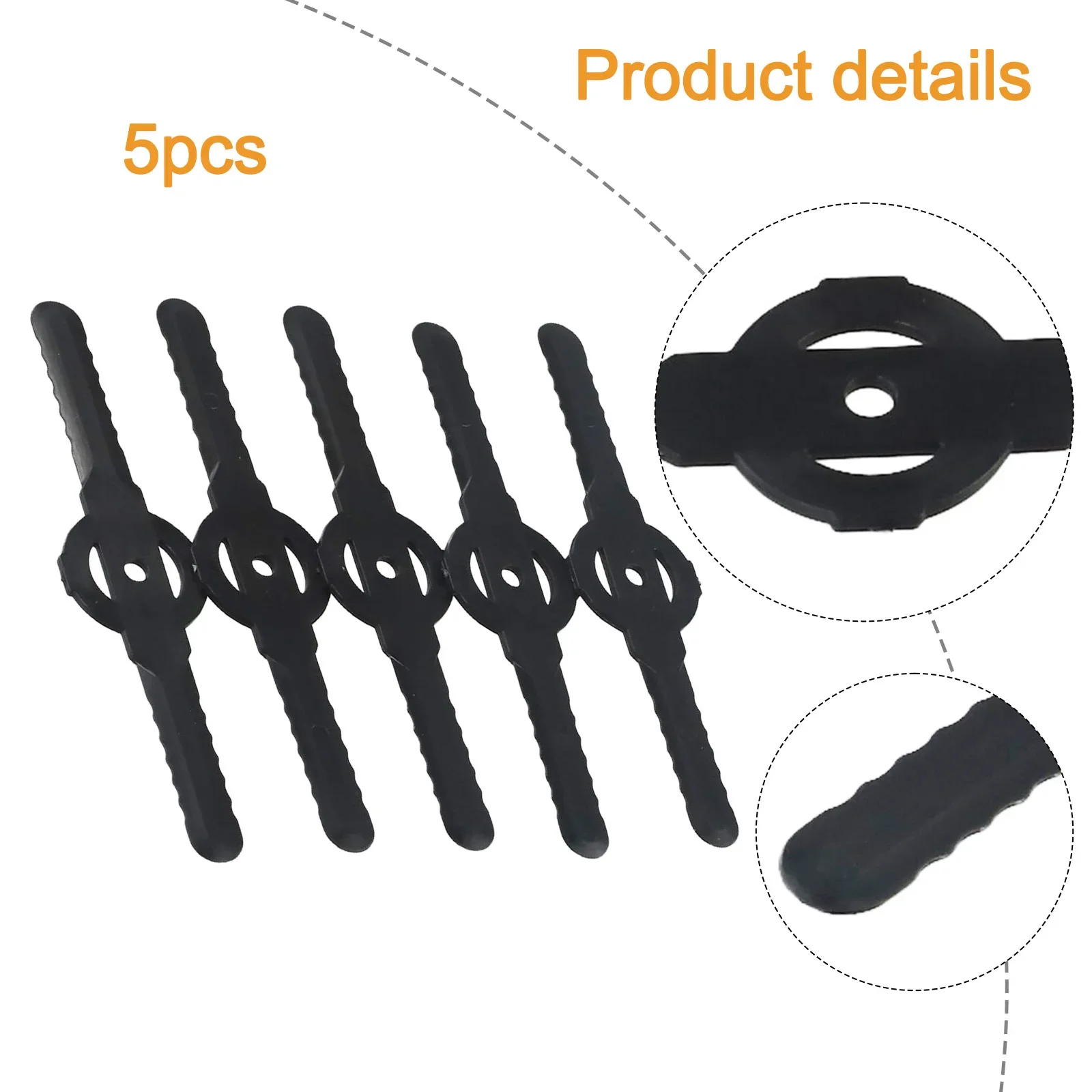 138mm 5 X Plastic Blades Set Cutter Replace For Cordless Grass The Sturdy Blade Merges Seamlessly Into The Round Handle Piece