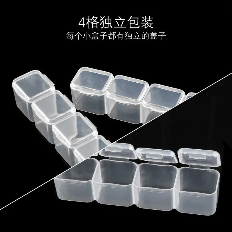 28 Grid Nail Accessories Storage Box Transparent Plastic Small Item Sorting Portable Sequin Classification Box One Week Pill Box