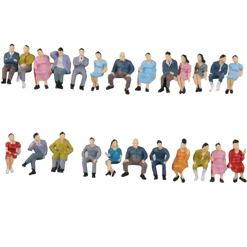 50 Painted Train Figures for Railway Models: Seated Individuals