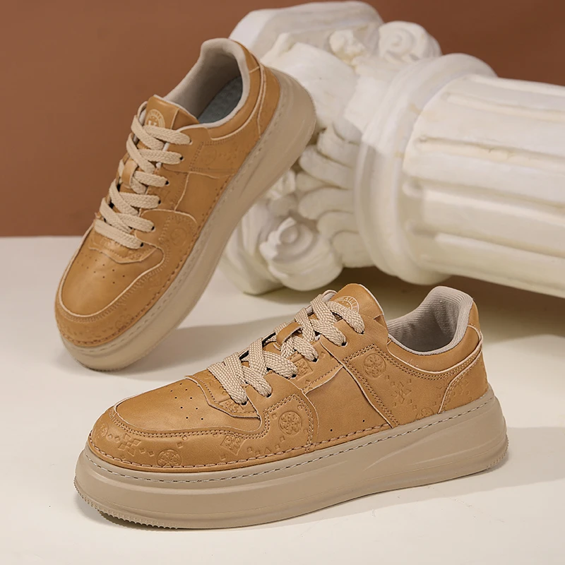 Autumn 2025 Men's White Chunky Sneakers - Breathable Minimalist Design, Student-Friendly & Instagram Popular