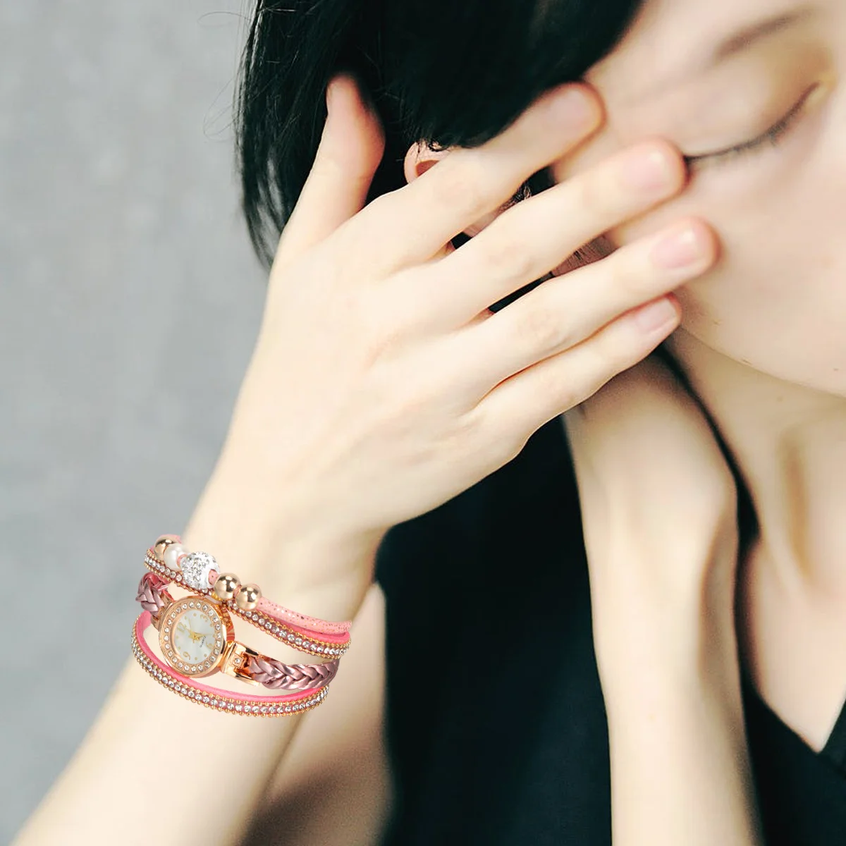 

Wristband Creative Decoration Wrist Chain Quartz Watch Quartz Watch For Daily Wear Fashion Pink Wrist Chain