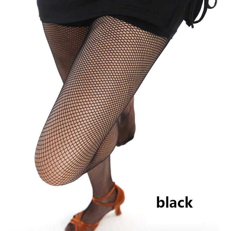 Leaky Toe Latin Socks Small Mesh Pantyhose Caramel Cotton Crotch Modern Dance Socks Wear-resistant Dance Fishnet Tights