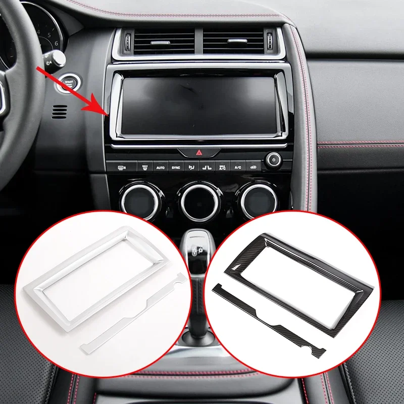 For Jaguar E-PACE E PACE 2018 2019  Carbon Fiber Style Car Interior Navigation Frame Trim Accessories and Parts