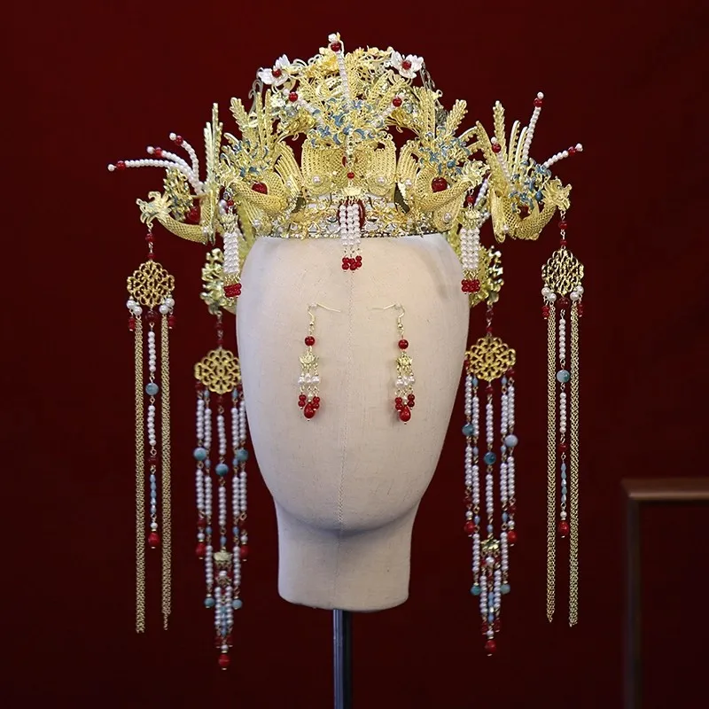 Couvre-chef de style Y Ming, mariée de style chinois haut de gamme, couronne de phénix de mariage Han, accessoires de mariage luxueux