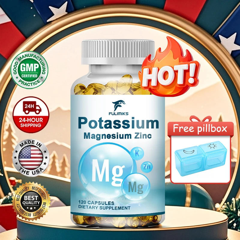 

Premium Potassium Magnesium Zinc Capsules, Support Bone, Calm Mood & Sleep and Immune Function, Best Gift For Healthy Living