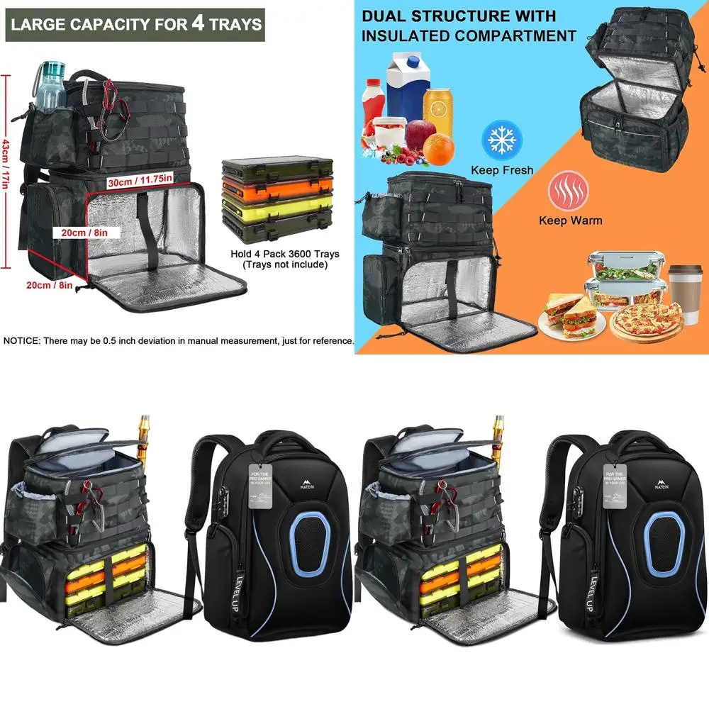 

Водонепроницаемый рыболовный рюкзак и сумка для снастей, защитный игровой рюкзак для мужчин, набор сумок для ноутбука 17 дюймов (2 штуки)