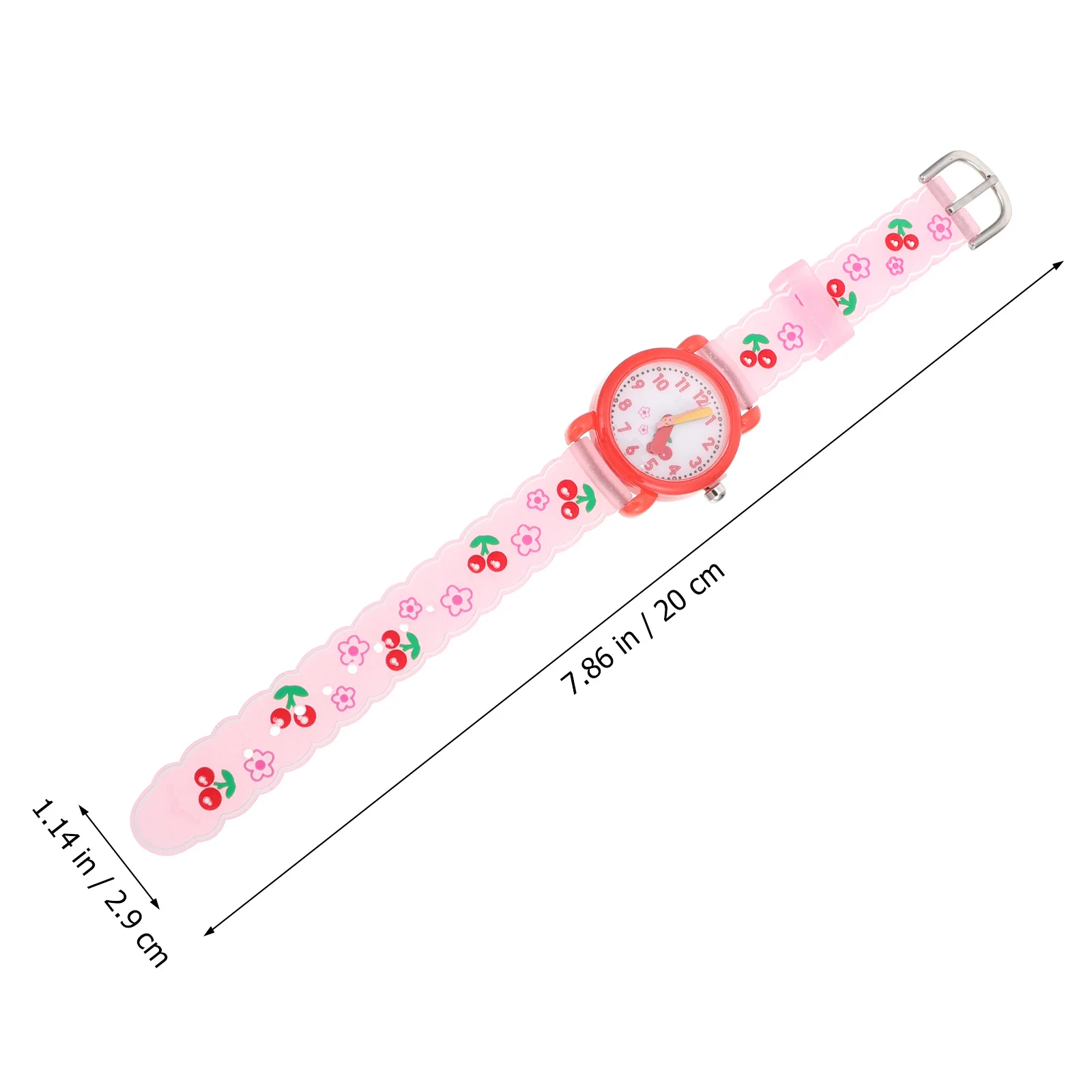 1Pcs Children Waterproof Watch Student Cartoon Quartz Watch Cherry Flower Pattern Silicone Band Comfortable Kids Wristwatch Gift