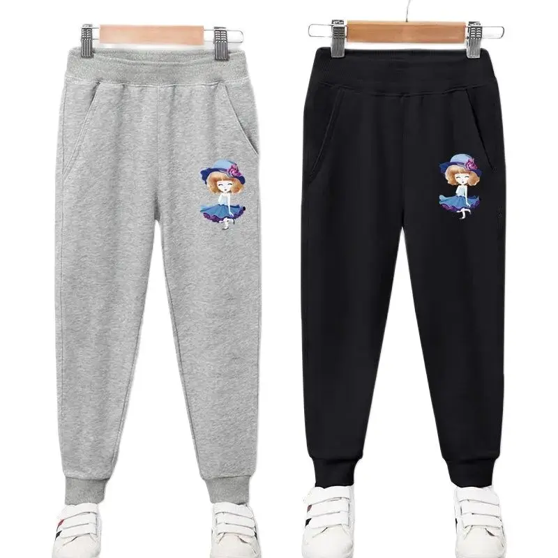 3-14 Years Girls Jogger Pants 2023 Kids Cartoon Sweatpants Elastic Waist Long Trousers