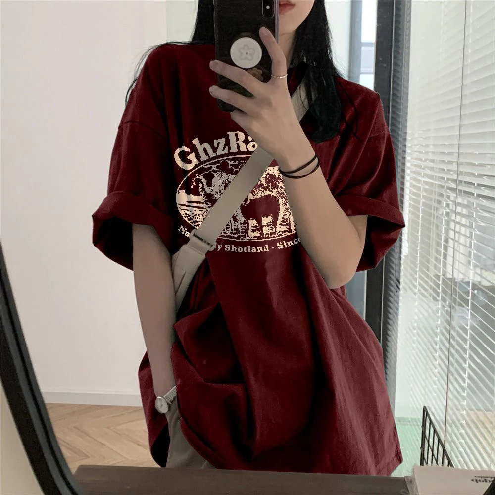 Loose Fit Pure Cotton Short Sleeve Women's T-Shirt Summer Casual Style Comfortable Breathable Base Layer Shirt Korean Loose S...
