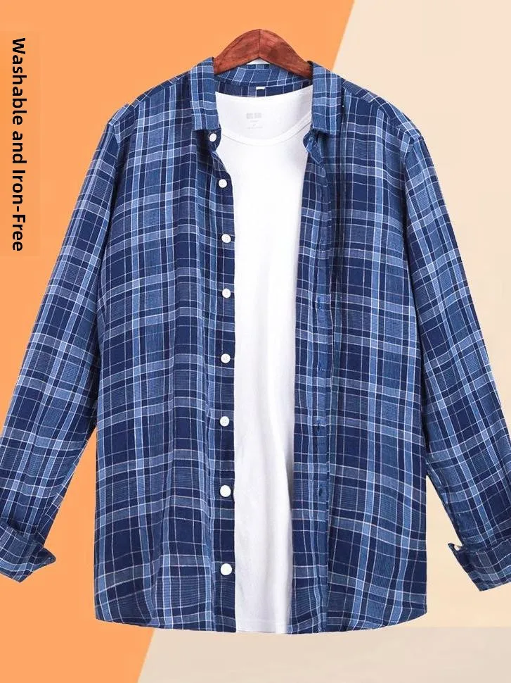 

Men's Casual Linen irt Loose Long Sve Plaid irt Comfortable Breathable Summer Faion Classic Sle Button-Up Top