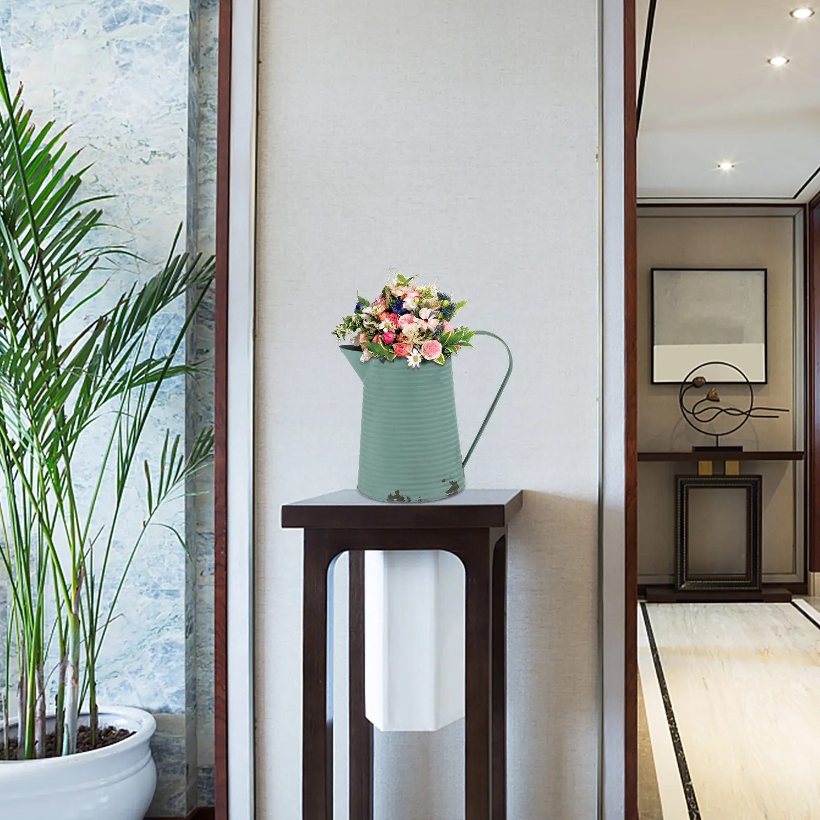 

Винтажный железный цветочный горшок, ретро-металлический кувшин-кашпо для домашнего декора, сада, свадебного центрального украшения, ваза-контейнер для цветов