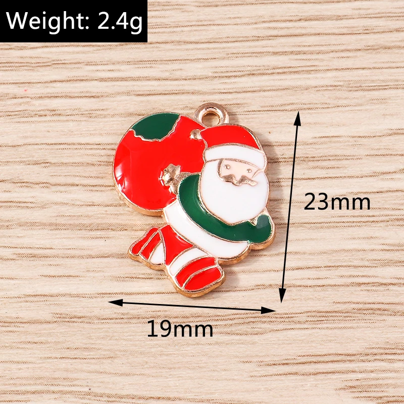 10pcs 19x23mm Cartoon Enamel Christmas Santa Claus Charms Pendants for Jewelry Making Earrings Necklaces DIY Crafts Accessories