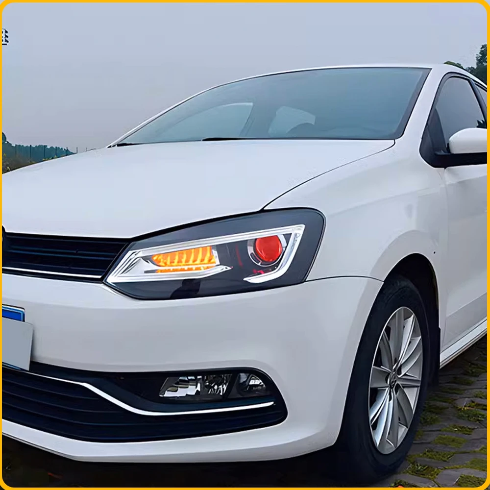 Headlight Assembly For VW Polo 2011-2017 Upgrade Devil Eye Style Auto LED Bright DRL Projector Len Car Accessories Plug and Play