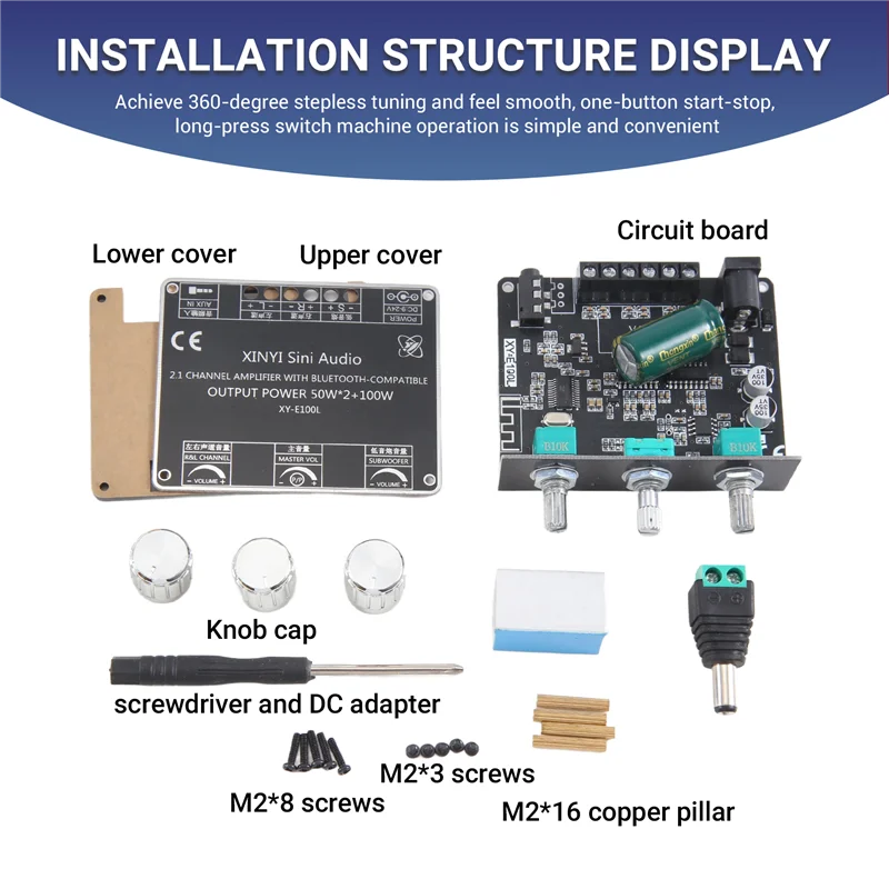 XY-E100L 2.1 Channel For Bluetooth Audio Amplifier Module 50Wx2+100W High And Low Tone Subwoofer Amplifier Board Speaker