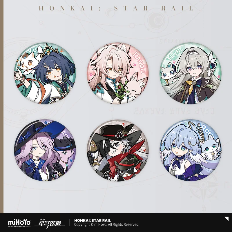 

2025 Anime Game Honkai: Star Rail Little One Cat Series Tinplate Badge Kafka Blade Luocha Silver Wolf Baji Brooch MiHoYo Gift