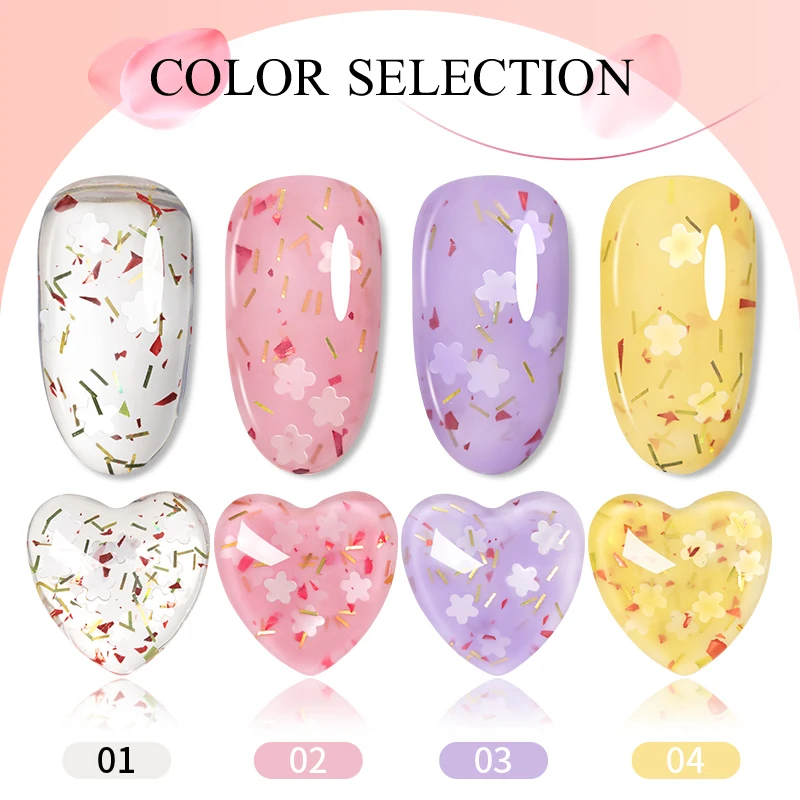 BOZLIN  Flower Shiny Gel 5ml Glitter Sequins Nail Polish Soak Off UV  LED Painting Nail Gel DIY  Nail Art Design Varnish