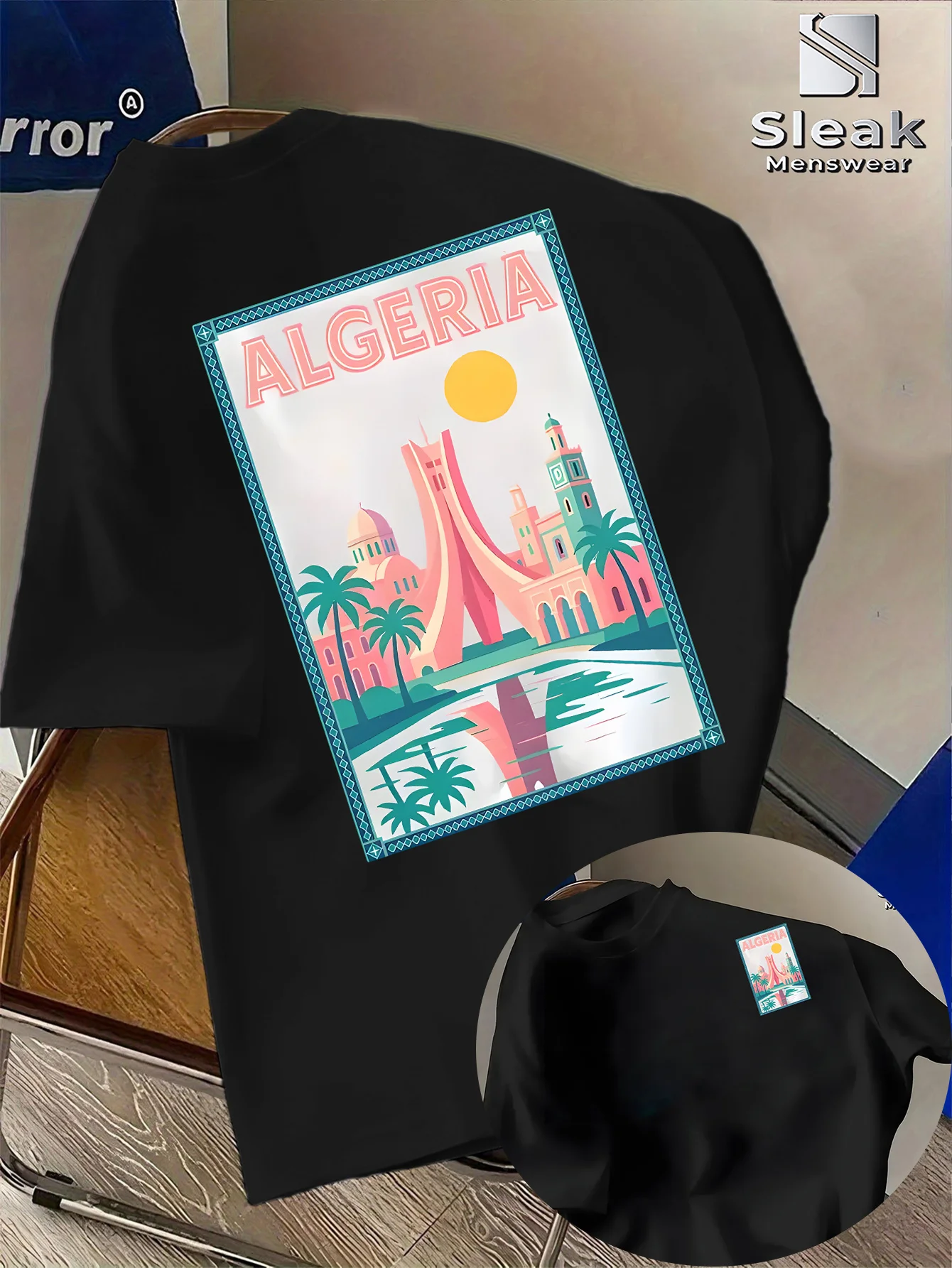 Camiseta gráfica de Argelia para hombre, estampado trasero con texto gigante "ALGERIA" y cartel de referencia, camiseta de viaje de Sudáfrica del Norte, ligera