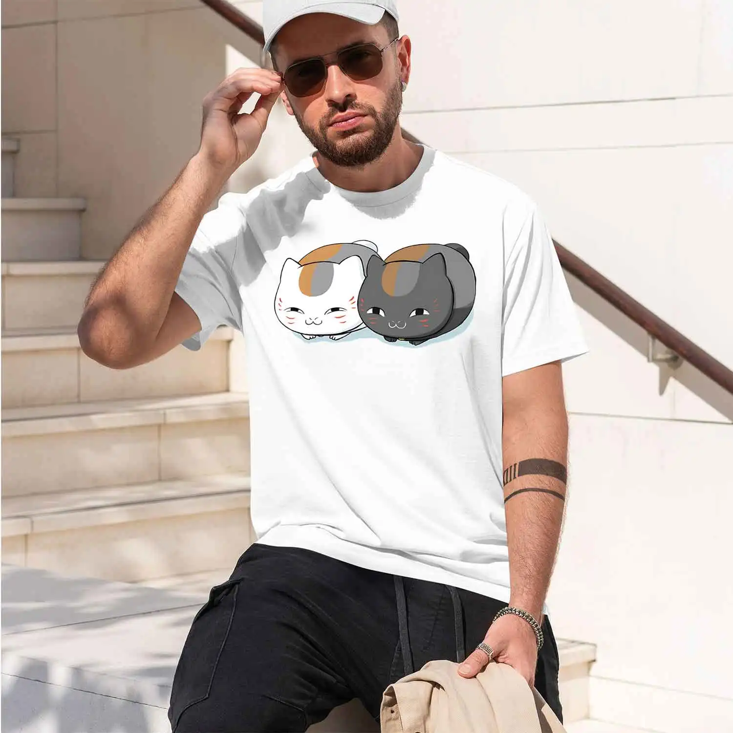 Nyanko Sensei Natsume's Book of 2026 New Model Men’s Short-sleeve crewneck T-Shirt Classic Casual Multiple Colors and Sizes for