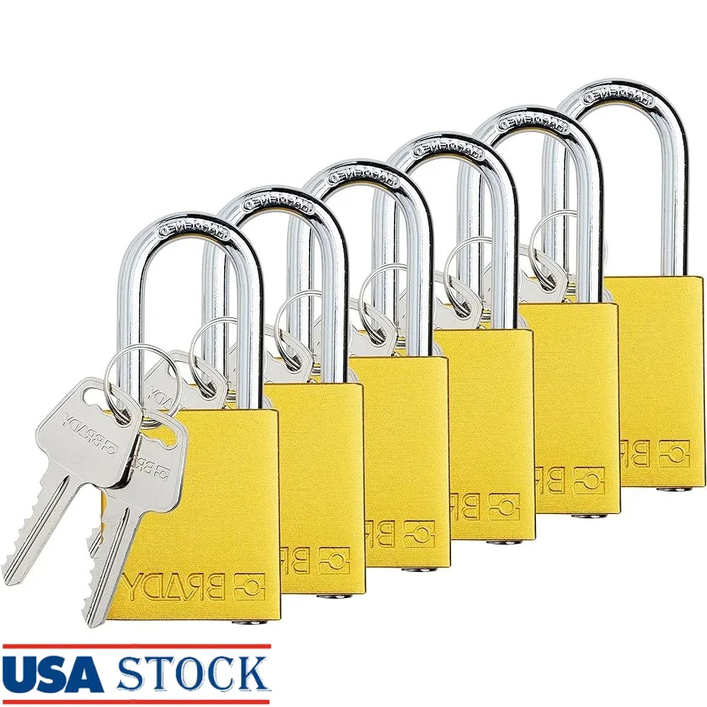 

Lockout Padlock Set 6 Pack Keyed Different Safety Padlocks OSHA Compliant Durable Aluminum Steel Keys Energy Isolation