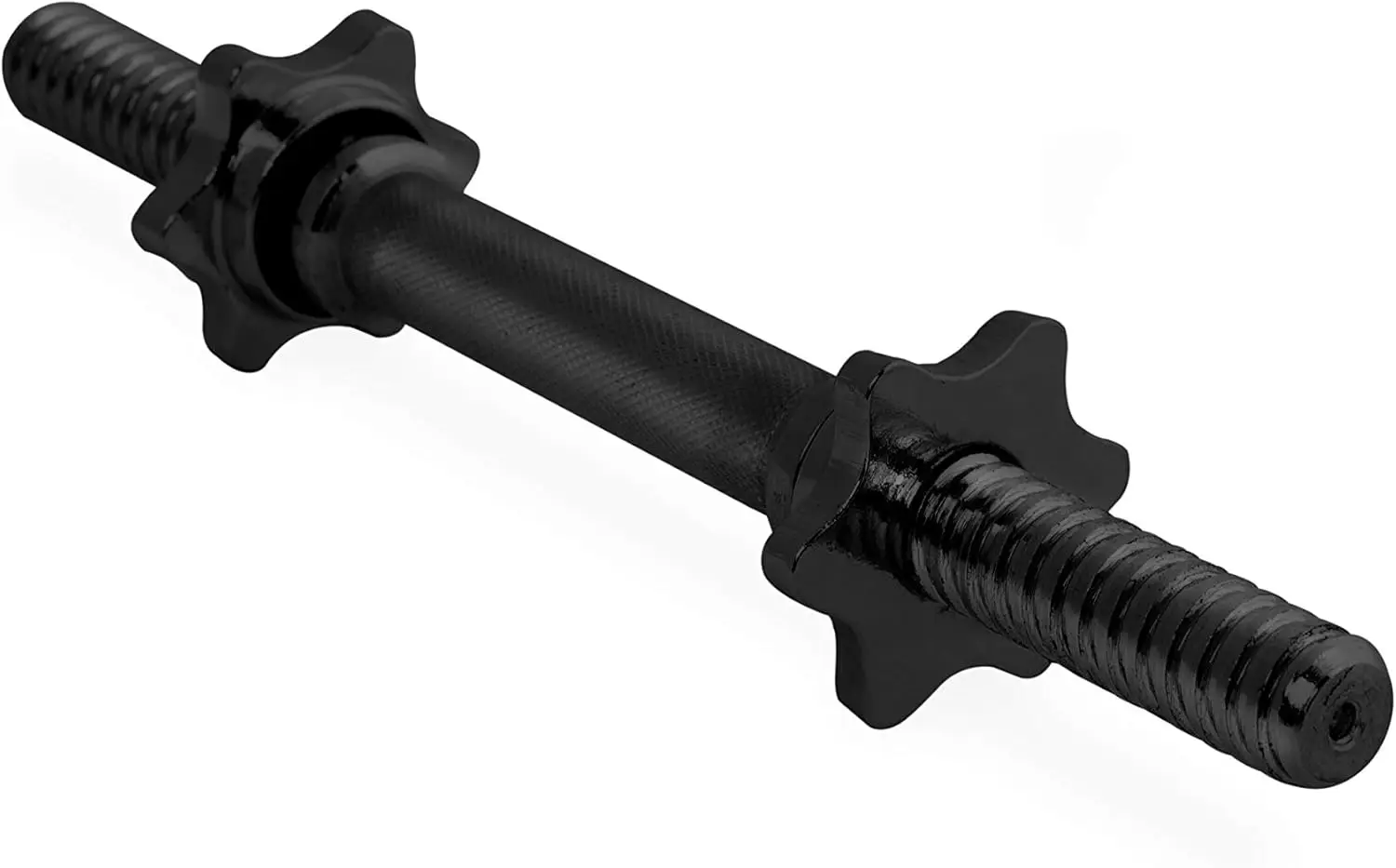 14" Dumbbell Handles with Knurled Grip for Weight Lifting, Threaded Steel Pair - view 3