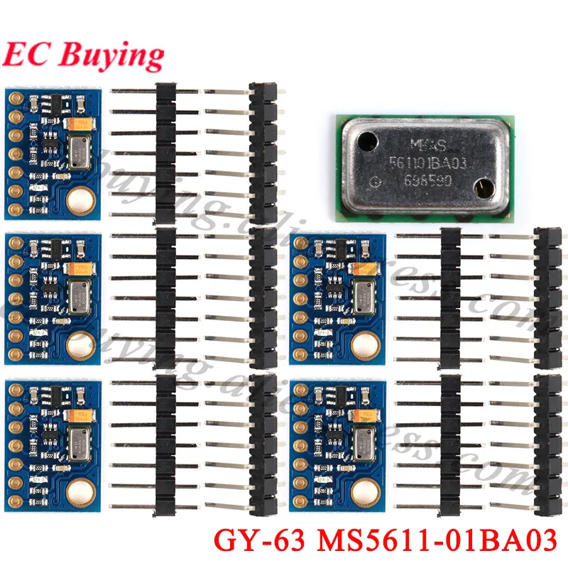 5Pcs/1pc GY-63 MS5611-01BA03 Precision MS5611 Atmospheric Height Sensor Module IIC SPI Communication Pressure Sensor For Arduino