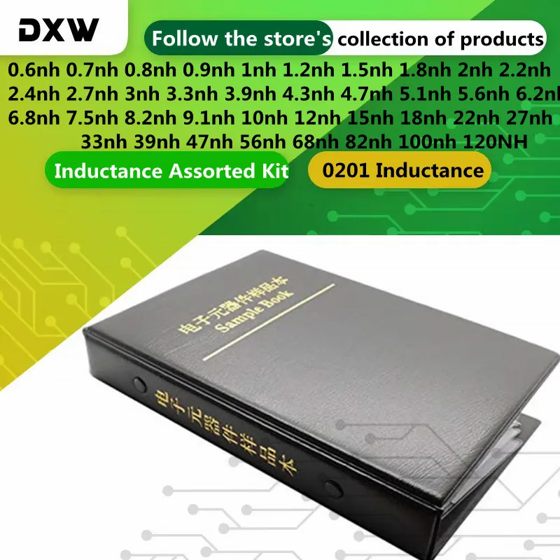 1900 Stks/partij 0201 Inductantie Assortimenten Kit 0.8nh1nh 2.7nh 3.3nh 4.7nh 6.2nh 10nh 22nh 39nh 47nh 100nh Keramische Inductor Monsterboek