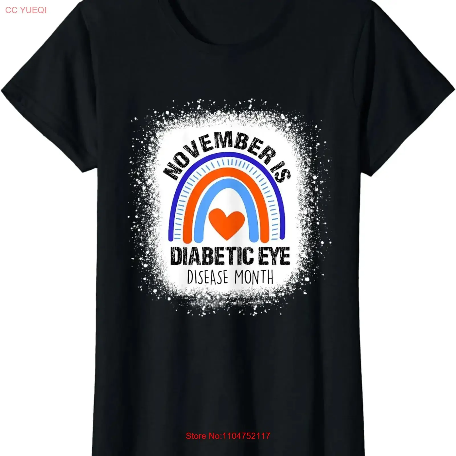 November is Diabetic Eye Disease Month Diabetes Ladies' Crewneck T Shirt long or short sleeves vintage Washed Casual Soft