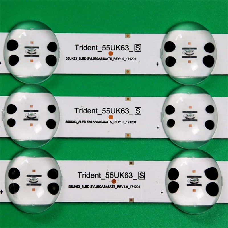 แถบไฟ LED ทีวีใหม่3ชิ้น/เซ็ต Trident_55UK63แถบไฟแบ็คไลท์55UK63_8LED_SVL550AS4และ AT5_REV1.0 LGIT.55UK63แถบ REV00