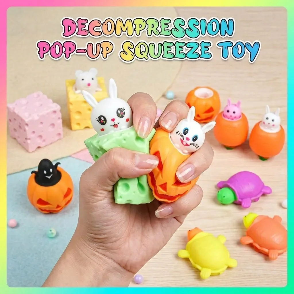 Cute pop-out Rabbit Cup pumpkin squeeze squishy tpr soft rubber adult stress relief fidget toy Telescopic Creative prank Gift