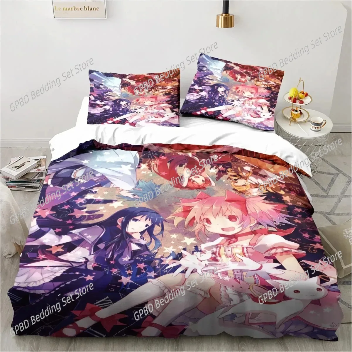 

Anime Puella Magi Madoka Magica Comfortable Duvet Quilt Cover Pillowcase Bedding Set Children Bedroom Decoration Home Textile
