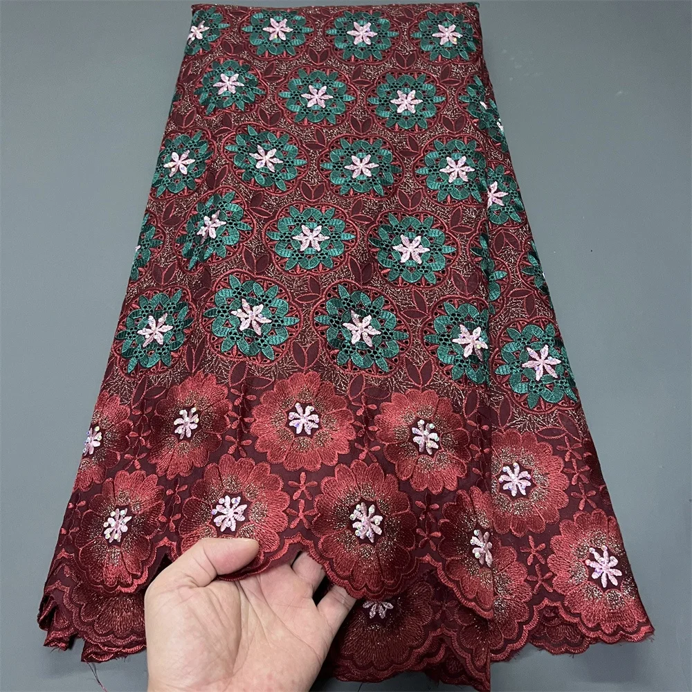 

Pure Embroidery Tulle Lace Fabric for Party and Wedding, Damask Dress, Cotton, African, Nigeria, High Quality, Fashion, 5Yard