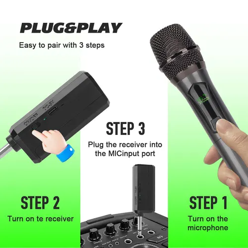 Imagen 2 del producto Sistema de micrófono portátil de carga inalámbrica LMBGM W7 2,4G con batería de larga duración para iglesias, karaoke, actuaciones al aire libre