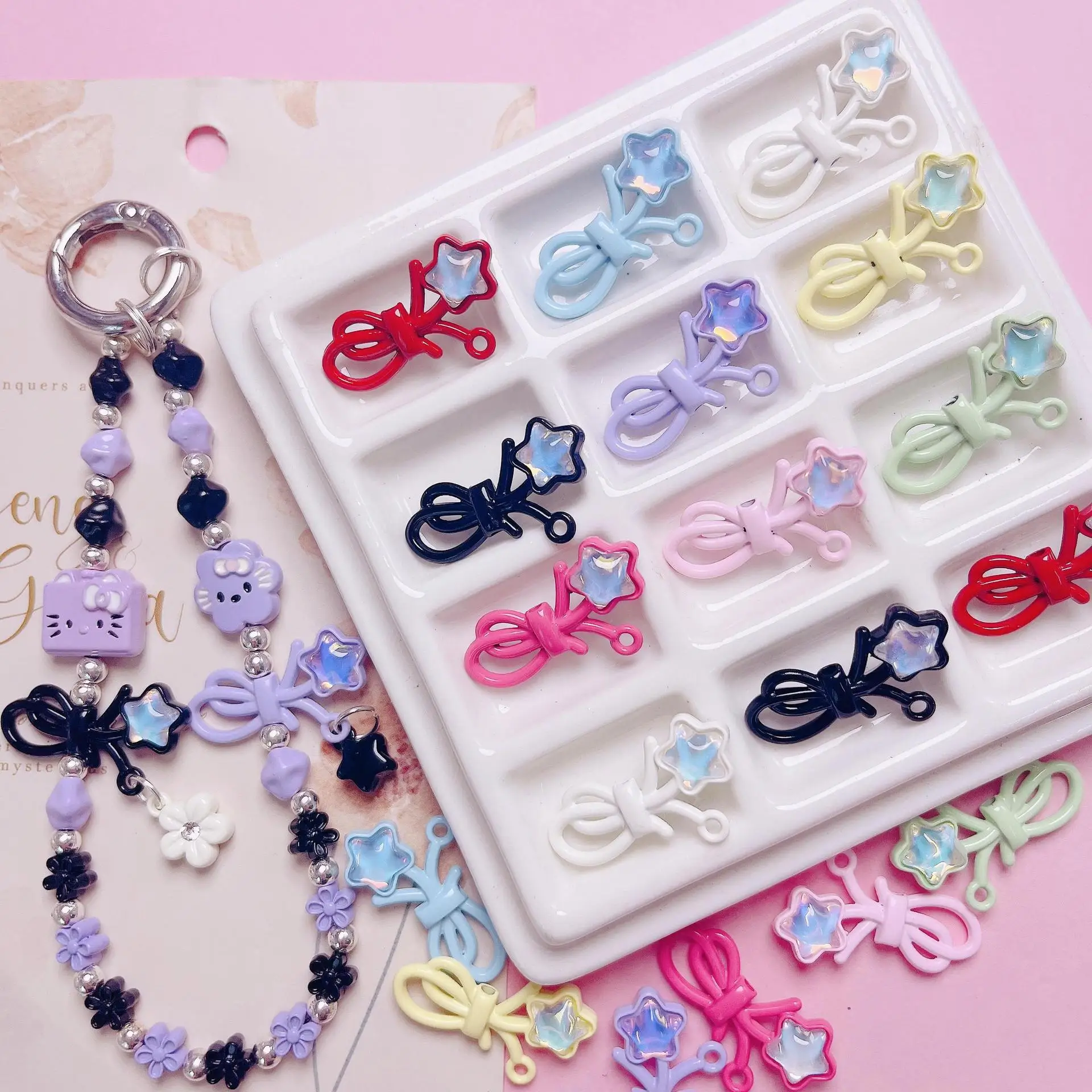 5pcs/lot Colorful Mixed Alloy Rings Lobster Clasp Eyelets Screw Pins Keychain DIY Jewelry Making Accessories Supplies