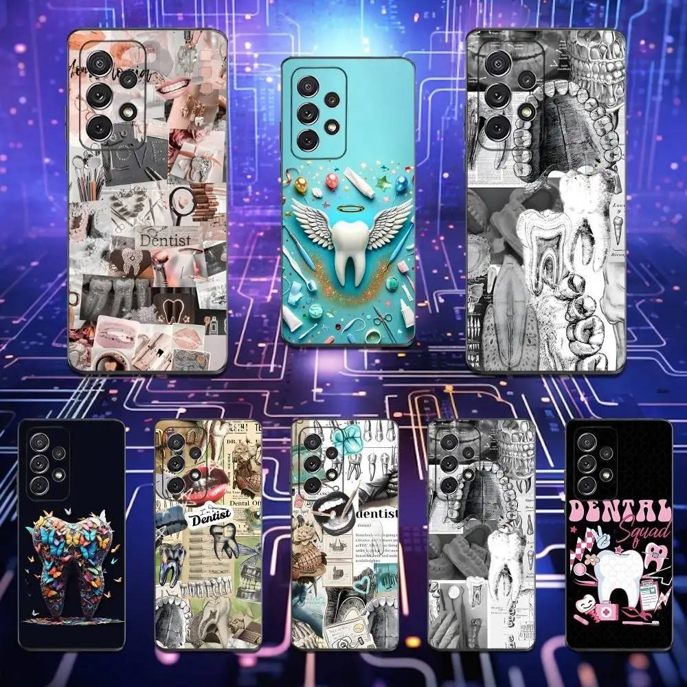 

Dental Tooth Art Dentist Phone Case For Samsung S25,S24,S23,S22,S21,S20,S10,Ultra,Plus,Lite,FE,Soft Silicone Black Cover