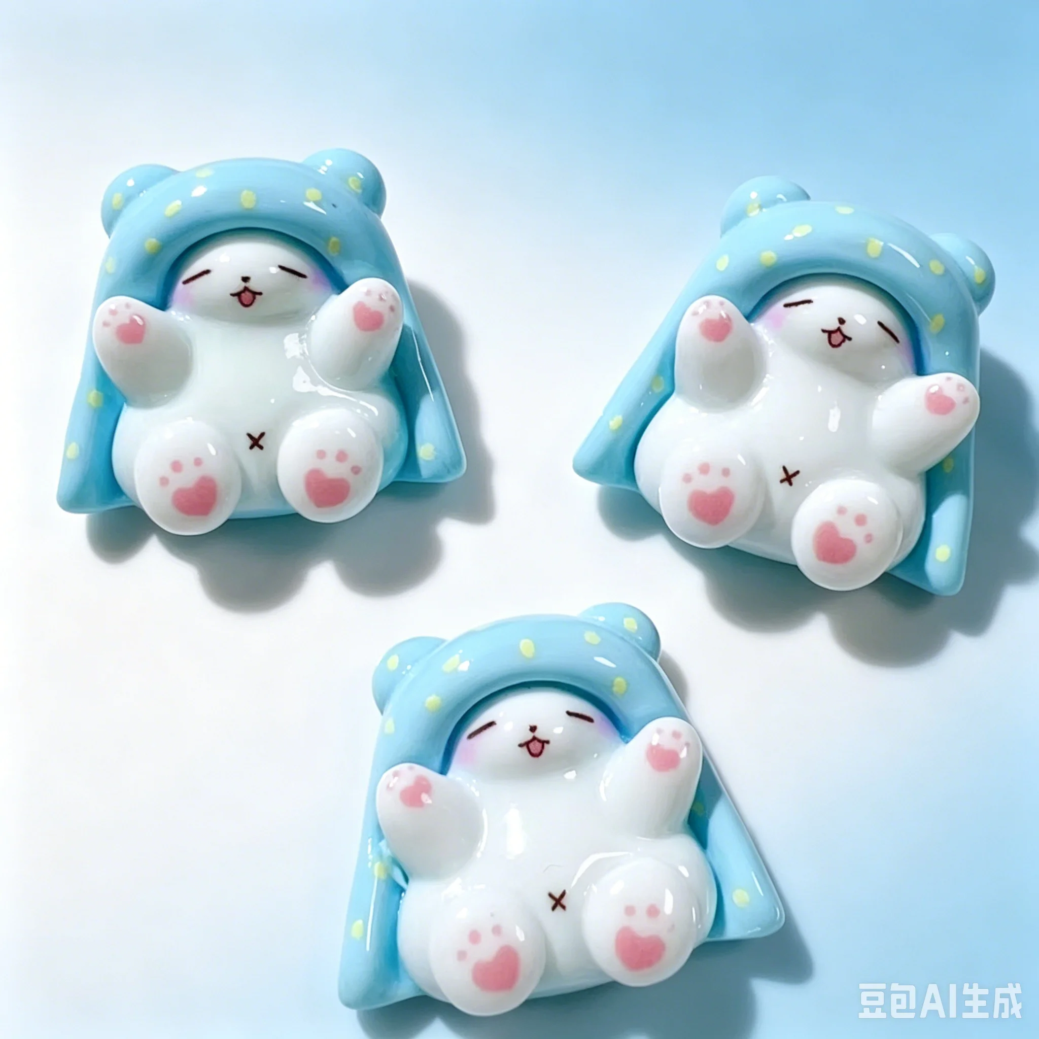 8Pcs Cute Resin Rabbit Bear Cake Rainbow Series Flat Back  Parts Embellishments For Hair Bows Accessories