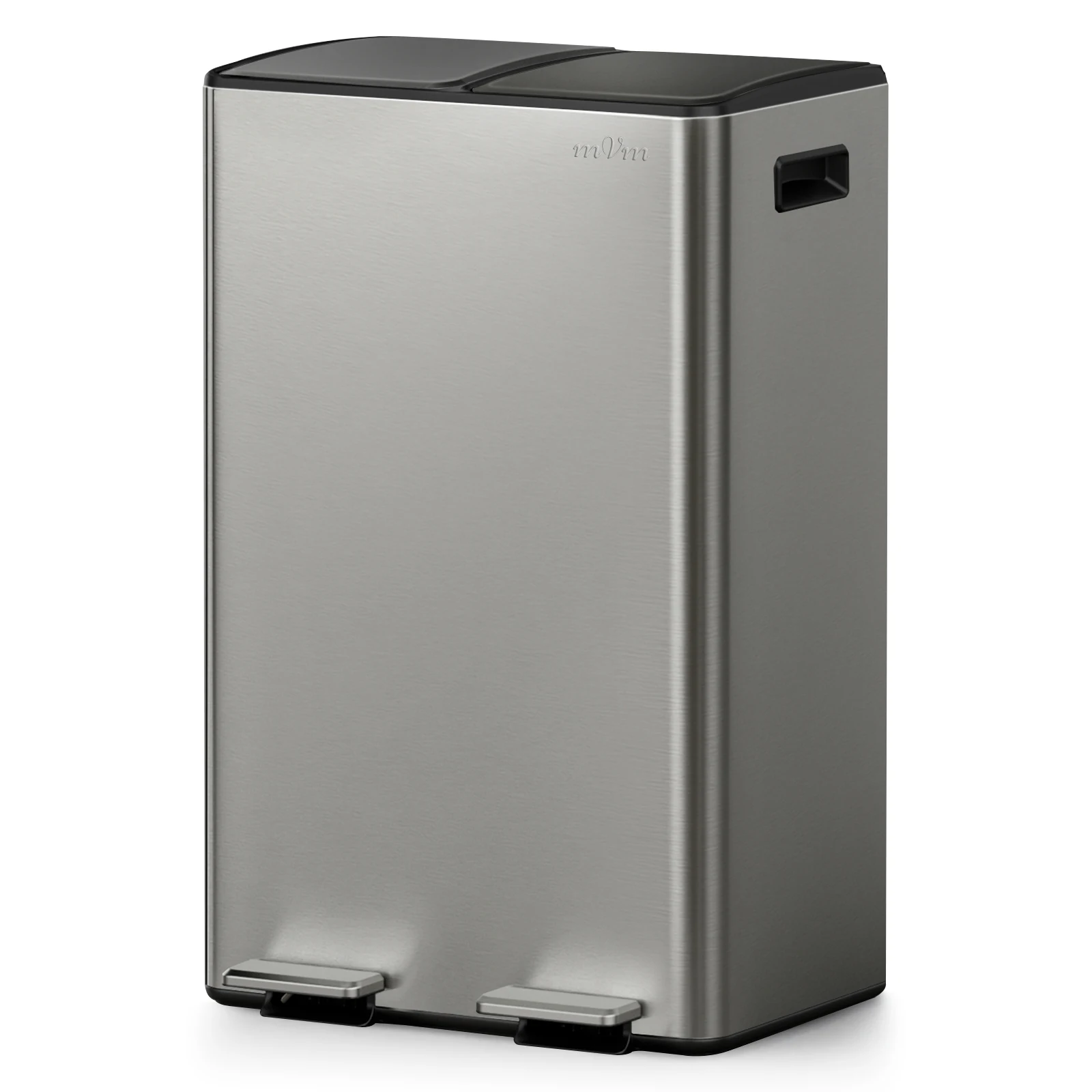 mVm Trash Can Stainless 2 x 30L Kitchen Step Trash Bin for Recycling Waste Sorting Soft Close Lid