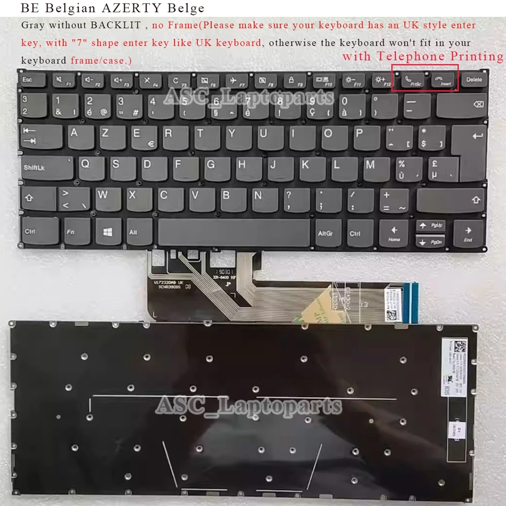 New Belgian AZERTY Keyboard for Lenovo ThinkBook 14s-IWL 14s-IML 13s-IWL 13s-IML 14-IIL Type 20SL 14-IML Plus 20TG Black BACKLIT