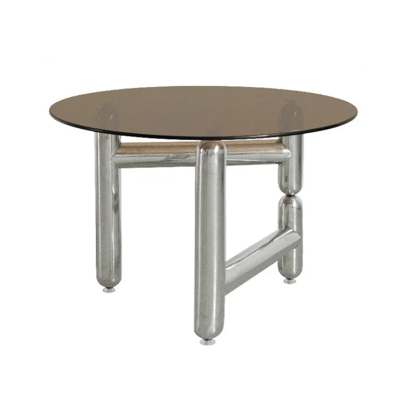 

simple stainless steel living room coffee table modern creative round tempered glass dining table