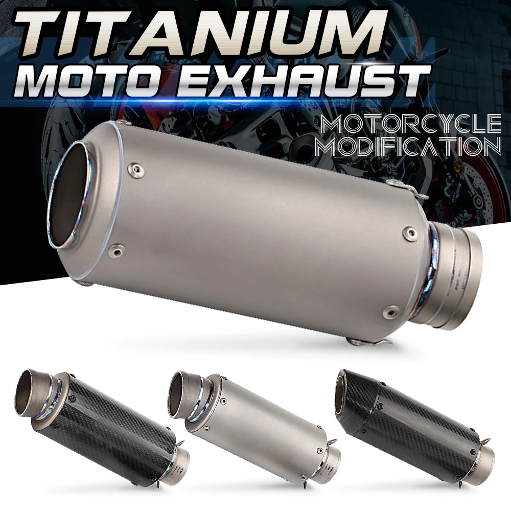 Universal 51/60mm Motorcycle Exhaust Titanium Alloy Exhaust Muffler For z650 mt07 cbr250rr crf150 mt03 mt15