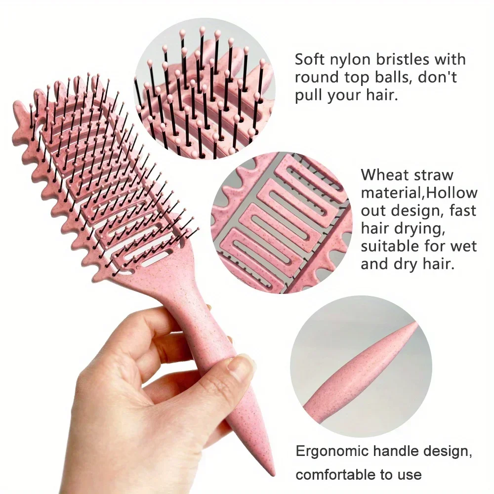 Curl Definir Styling Brush, Oco Out, Escova de cabelo Detangling, Pente Tangled, Shaping Definindo Cachos, Barber Styling Tools, 3 em 1