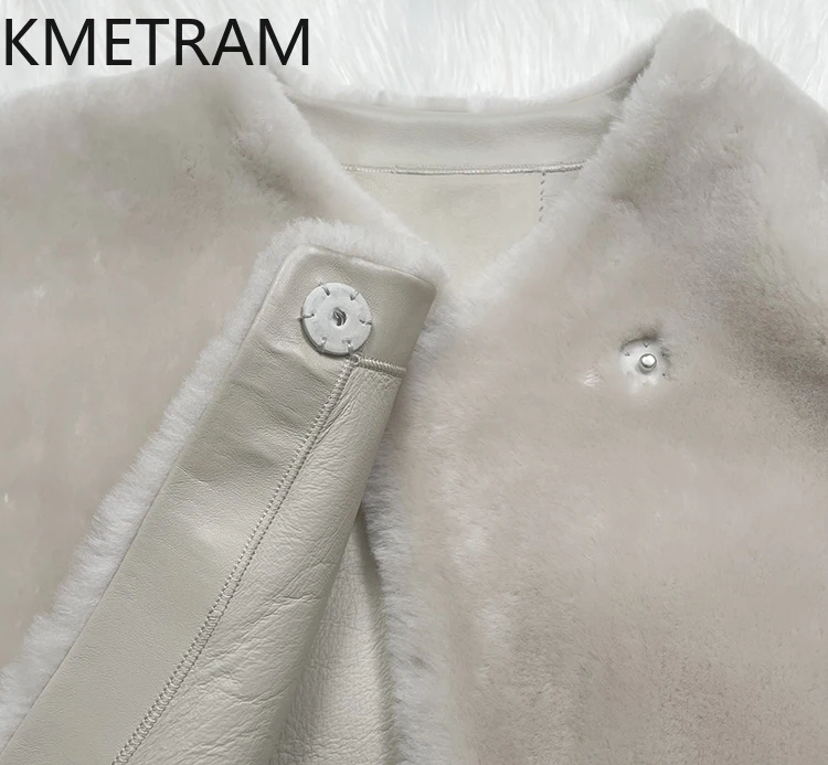 100% 천연 메리노 울 양가죽 양면 모피 재킷 여성 루즈핏 리얼 퍼 코트 여성 겨울 의류 2025 여성용 모피 코트