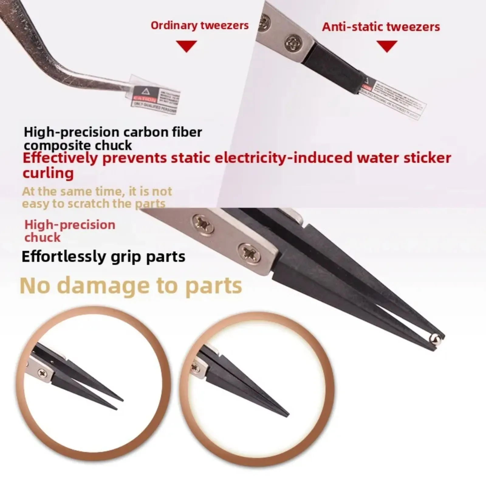 Hobby Mio HMT-111/112/113 Anti-Static Tweezers Water Decal Curved Straight Tips Tweezers for Gundam Model DIY Building Tools