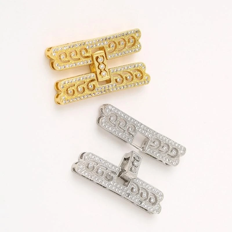 Zirconia Studded H Multiple Strand Bracelet Connector for Jewelry Designs