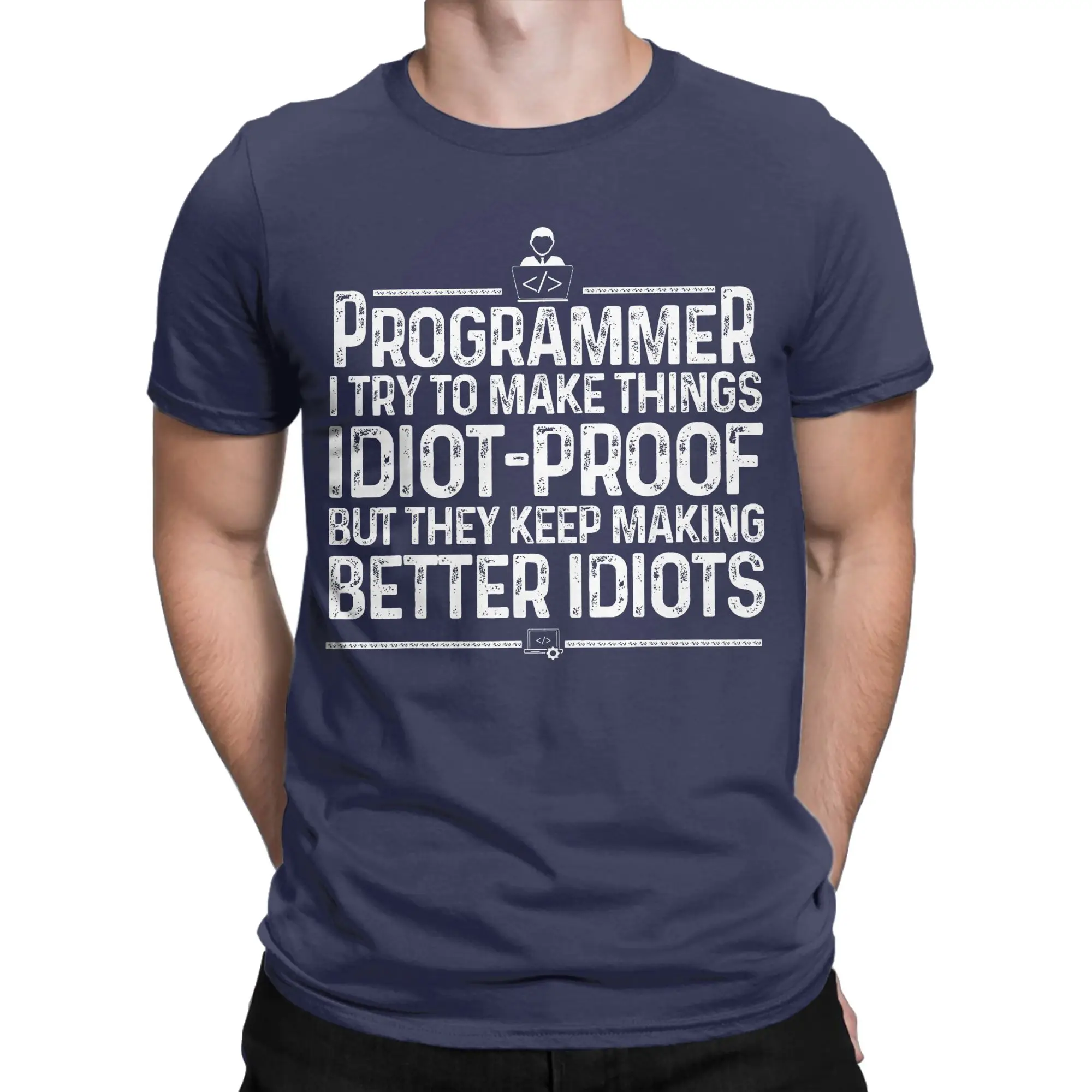 Funny Programmer Art Computer Coder Programming  T-Shirts Men Women  Pure Cotton Tee Shirt Round Collar T Shirt Plus Size Tops