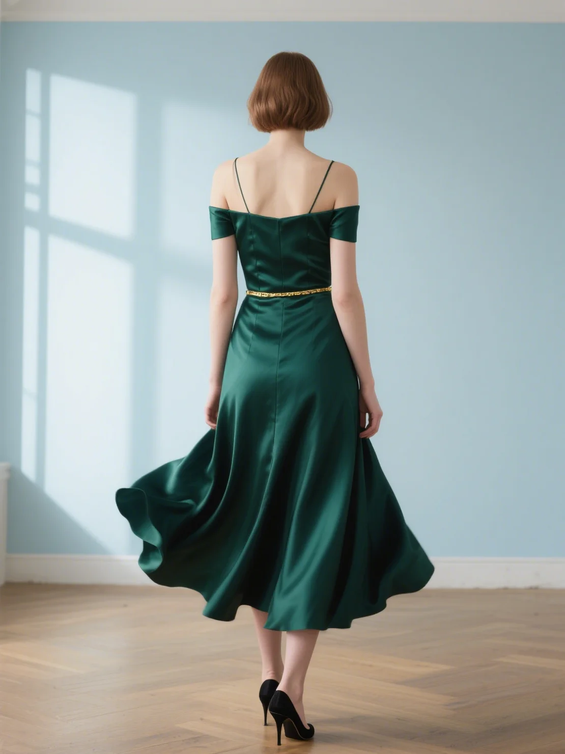 

Elegant Fashion A-Line Prom Gown Tea Length Spaghetti Strap Short Sleeves Sash Ribbon Wedding Guest Dress 2025 free customized